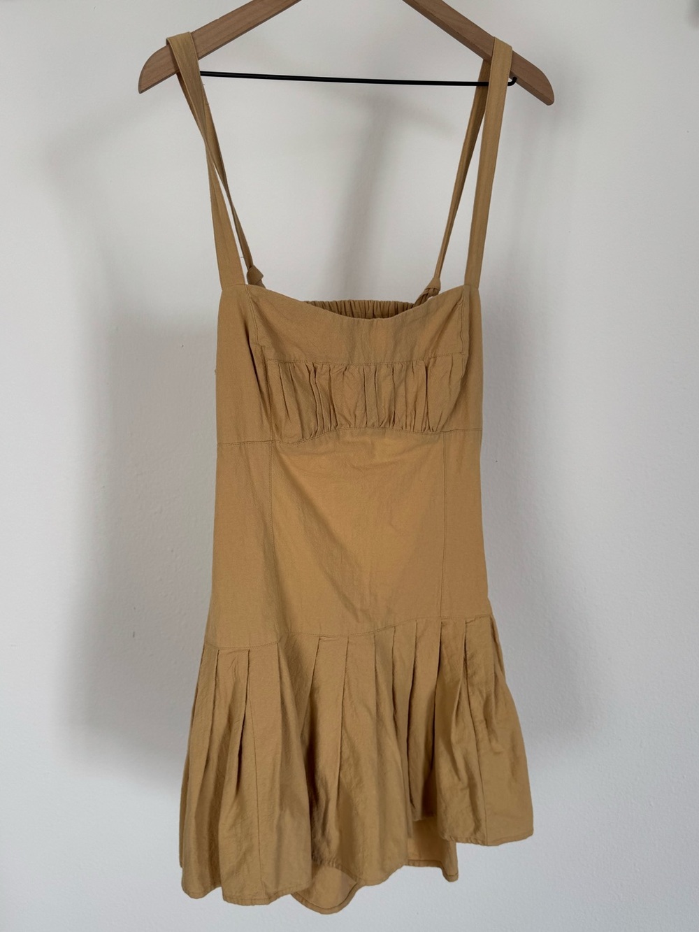 Free People Tan Mini Dress with Open Back Large